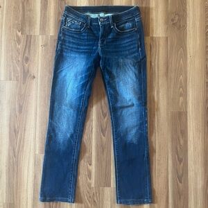Buckle straight leg denim